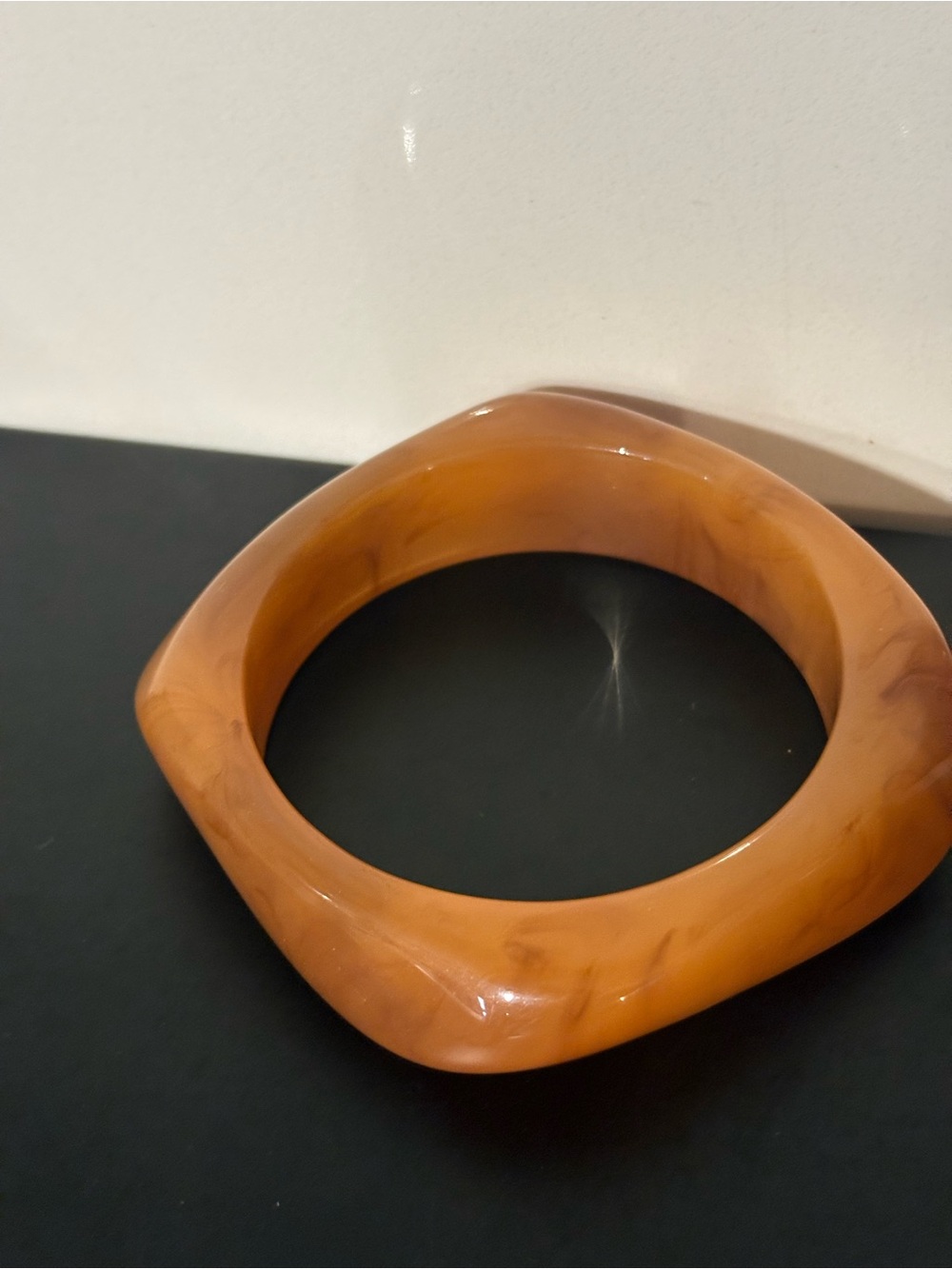 Marbled Amber Square Resin Bangle Bracelet.